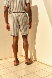 Cream/Blue Striped Textured Dock Shorts - Image 4 of 8