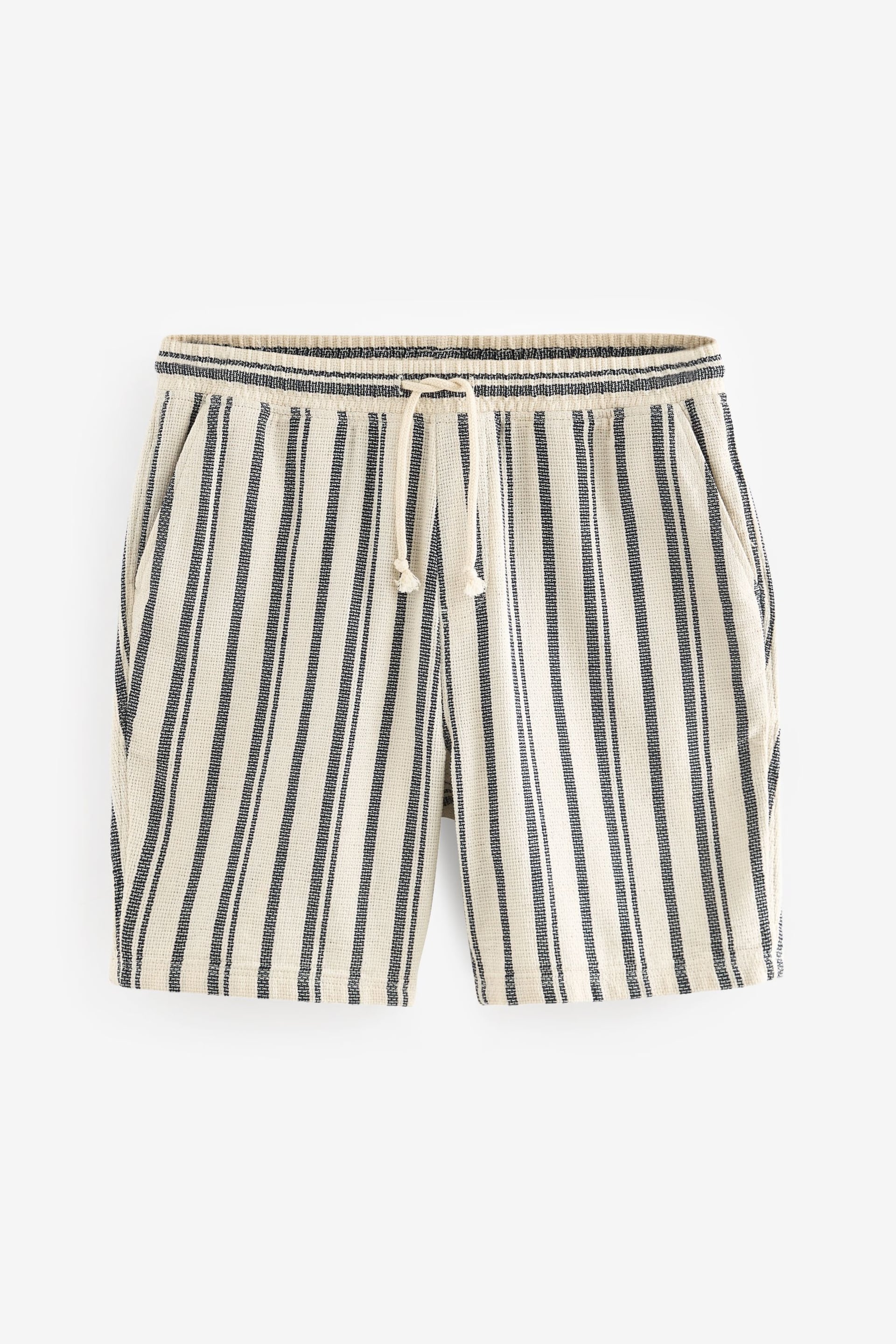 Cream/Blue Striped Textured Dock Shorts - Image 5 of 8