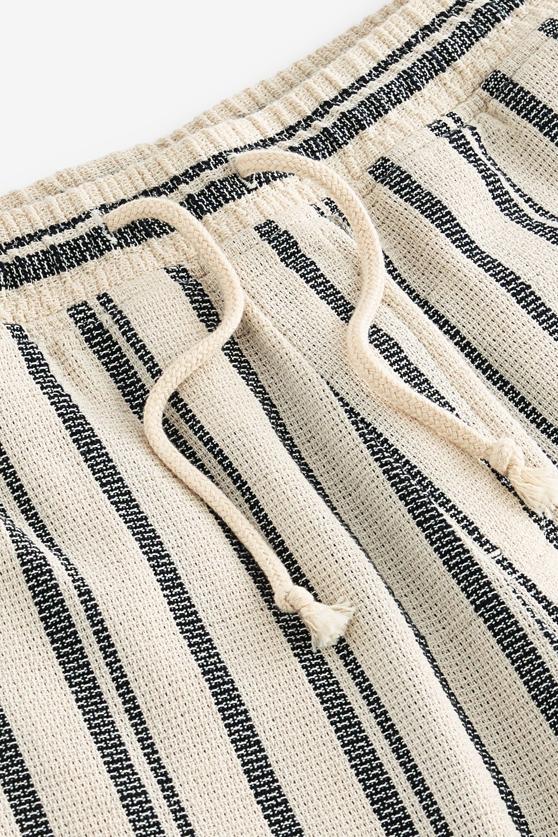 Cream/Blue Striped Textured Dock Shorts - Image 7 of 8