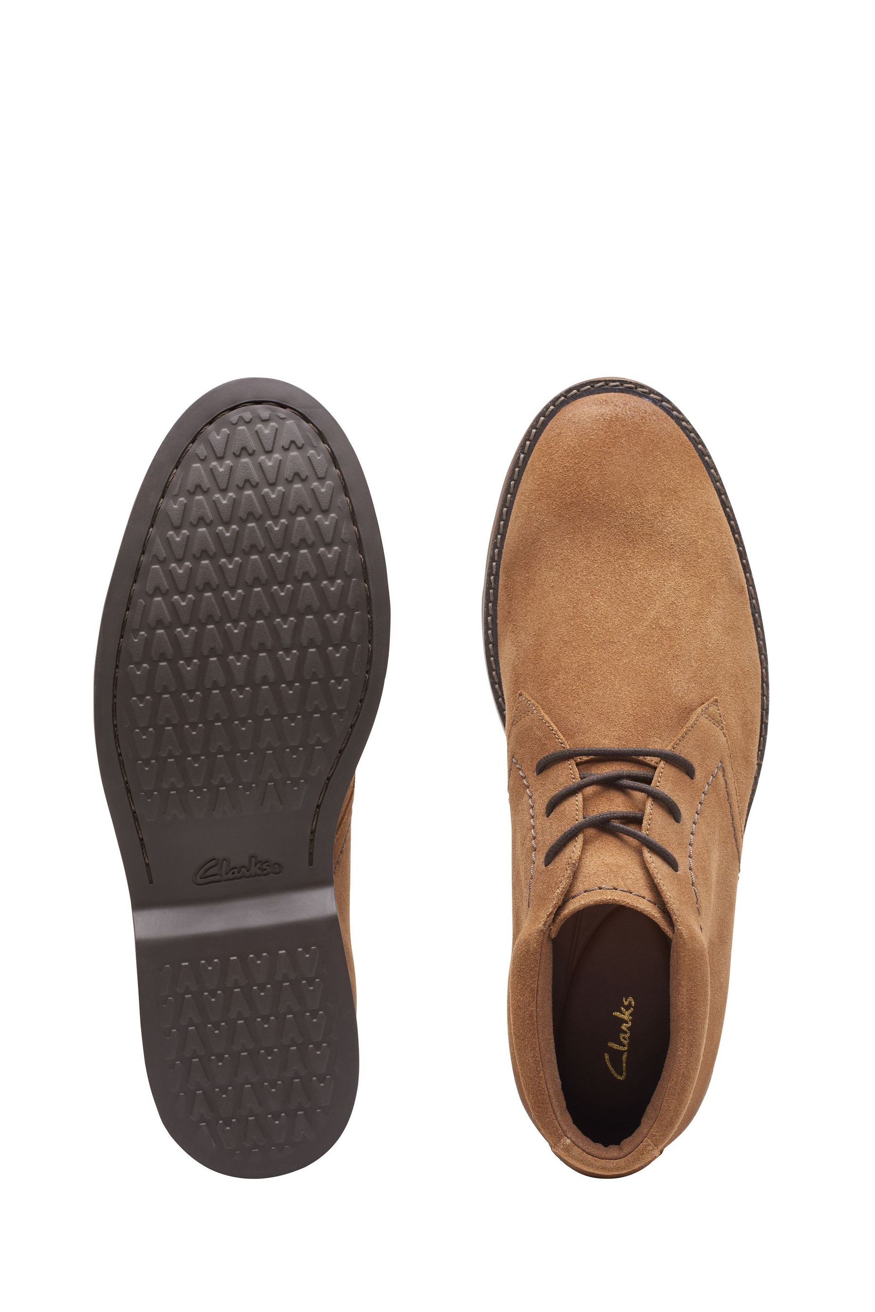 Buy Clarks Brown Cognac Suede Atticus Lt Hi Boots from Next Luxembourg