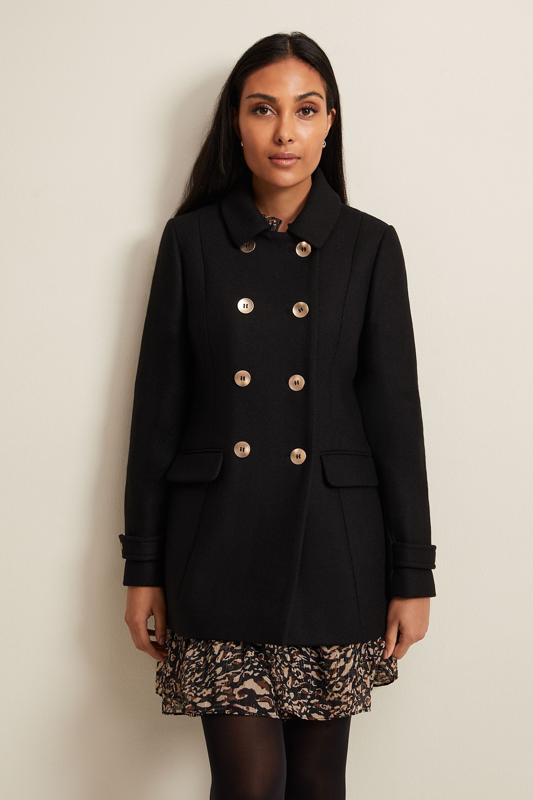 Buy Phase Eight Black Petite Wool Aurelie Smart Peacoat from the Next UK online shop
