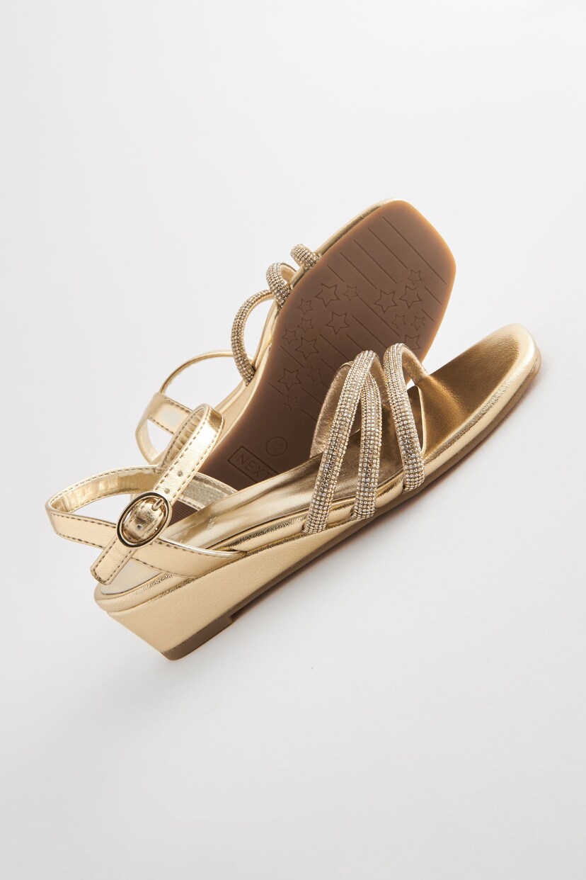 Gold Strappy Wedge Sandals - Image 4 of 5