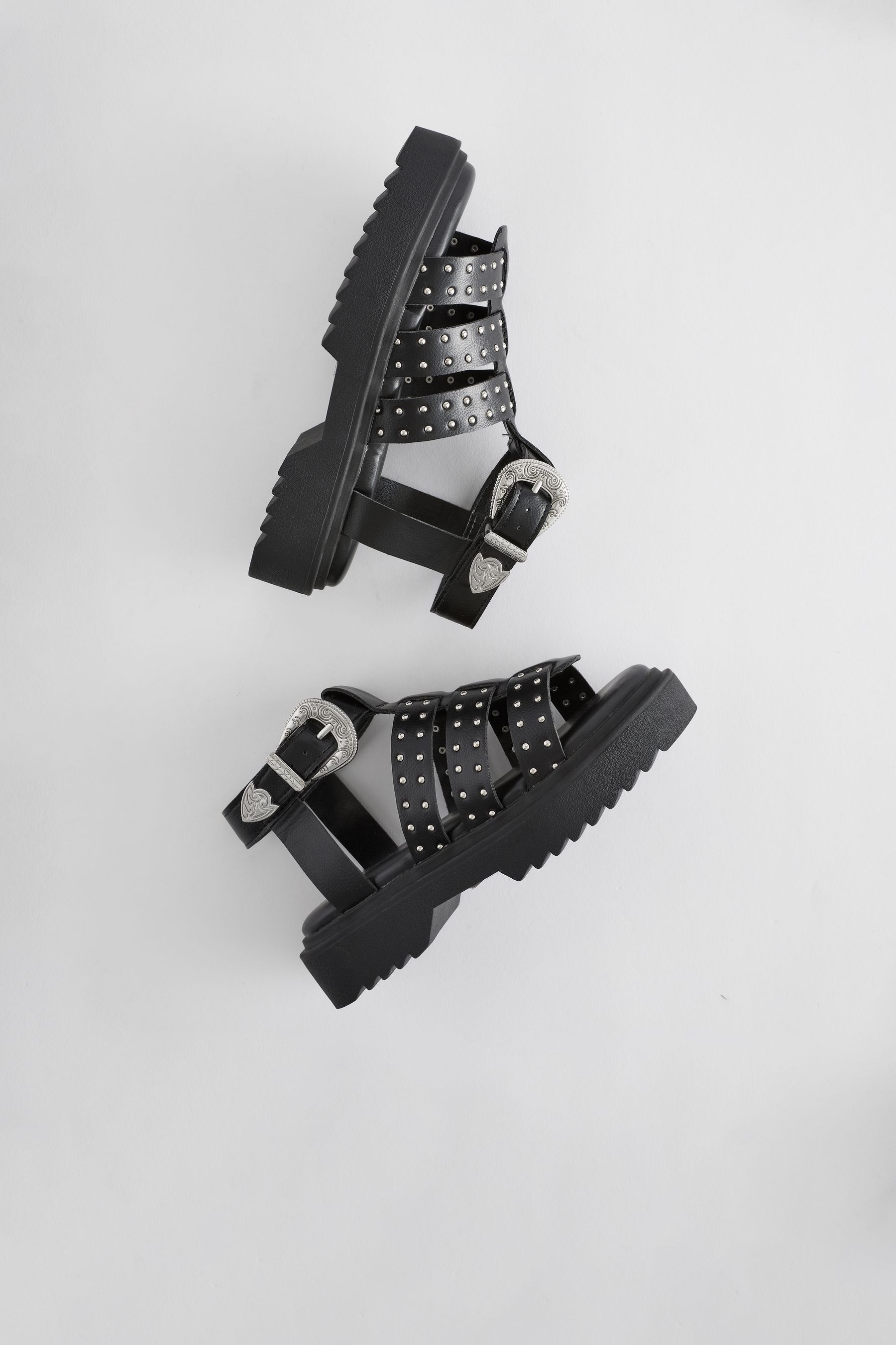 Buy Black Western Studded Chunky Gladiator Sandals from Next Luxembourg