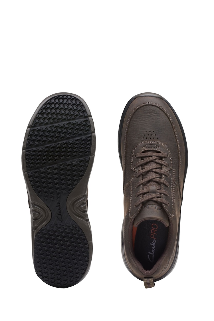 Clarks Brown Wide Fit (G) Tumbled Clarks Pro Lace Shoes - Image 7 of 7