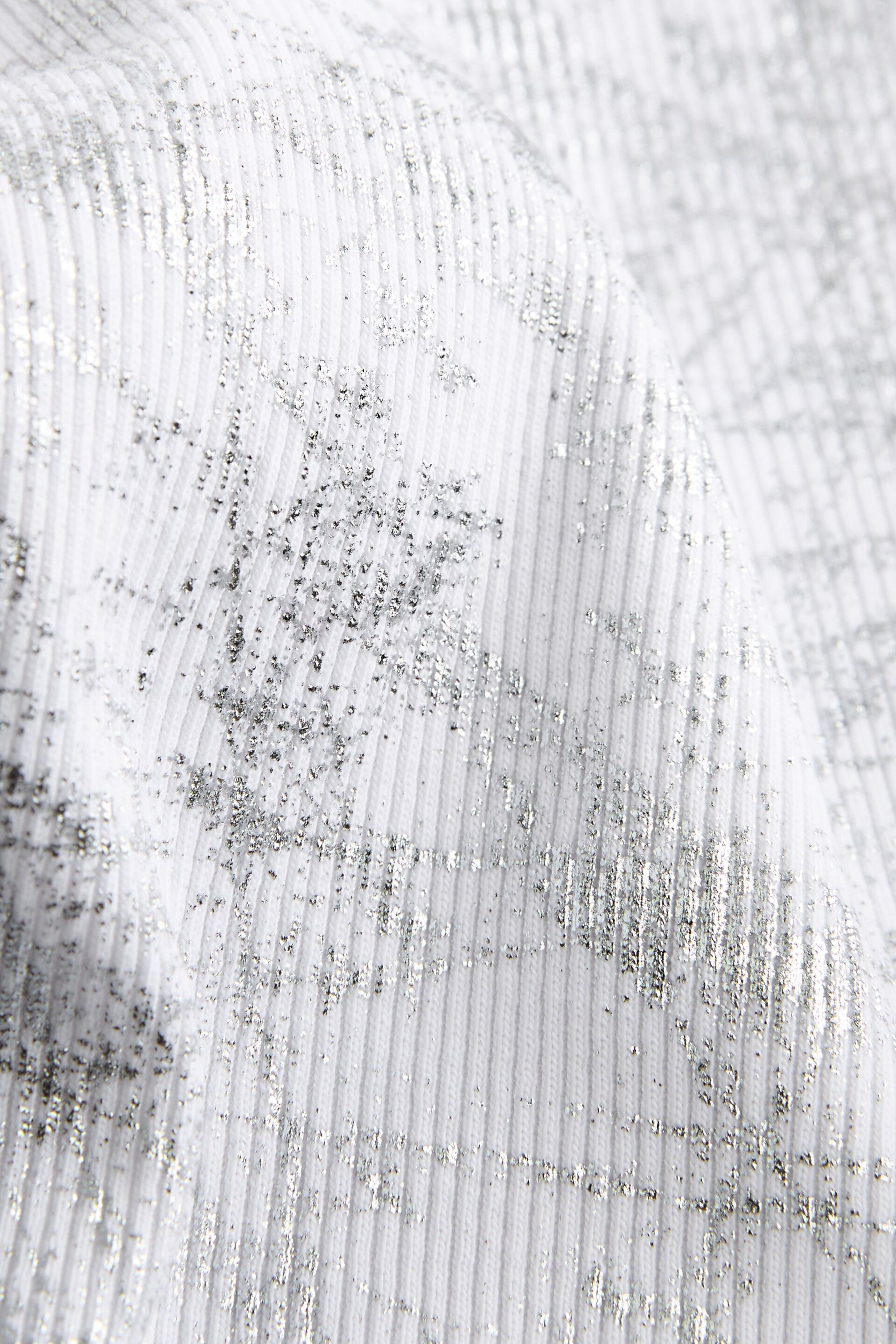 White Metallic Foil Print Sparkle Tank Vest - Image 6 of 7