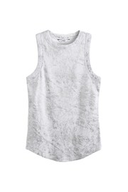 White Metallic Foil Print Sparkle Tank Vest - Image 7 of 7