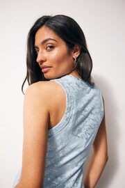 Light Blue Metallic Foil Print Sparkle Tank Vest - Image 5 of 7