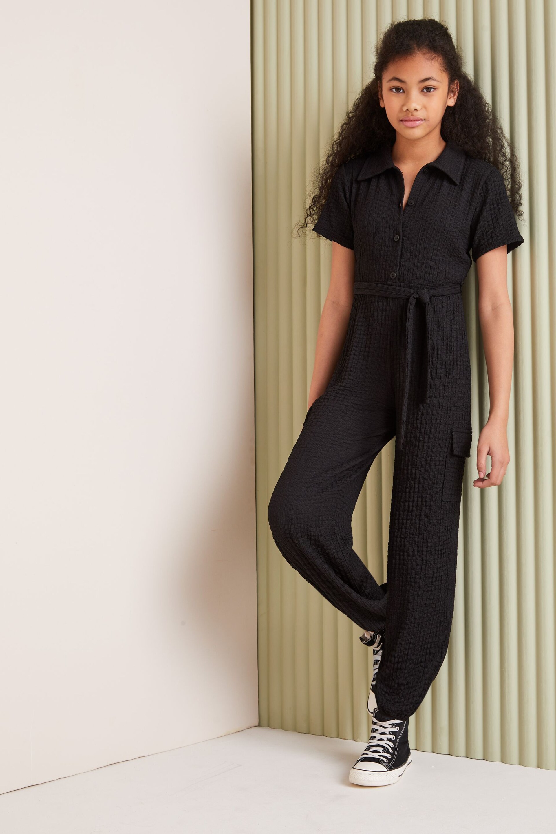 Lipsy Black Cargo Jumpsuit (5-16yrs) - Image 2 of 4