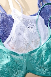 Blue/Green/White Non Pad Full Cup Lace Bras 3 Pack - Image 13 of 14