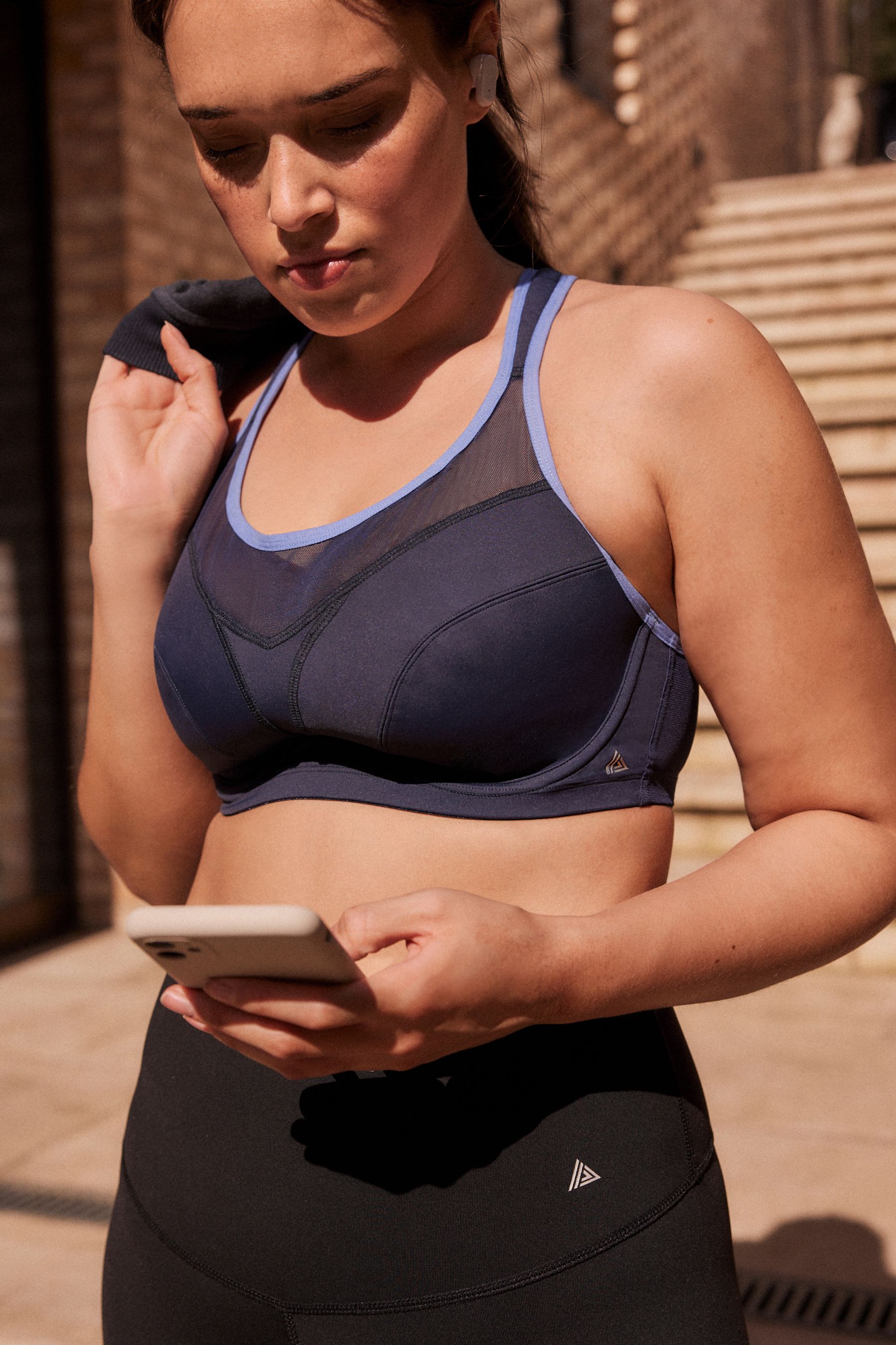 Buy Blue Active High Impact Colourblock Wired Sports Bra from the Next UK online shop