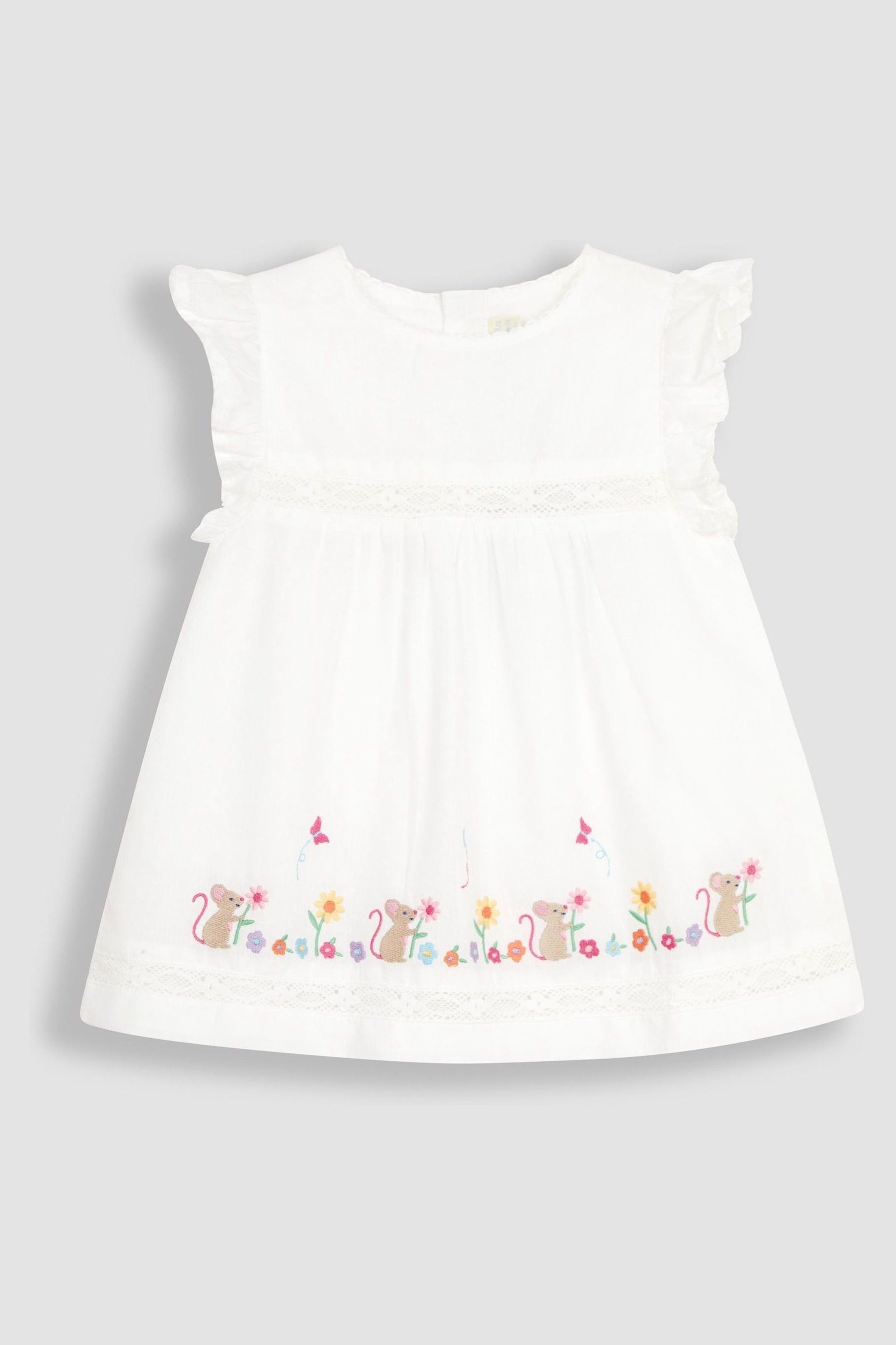 JoJo Maman Bébé White Mouse Embroidered Pretty Blouse - Image 1 of 3