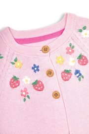 JoJo Maman Bébé Pink Strawberry Novelty Pocket Cardigan - Image 5 of 6