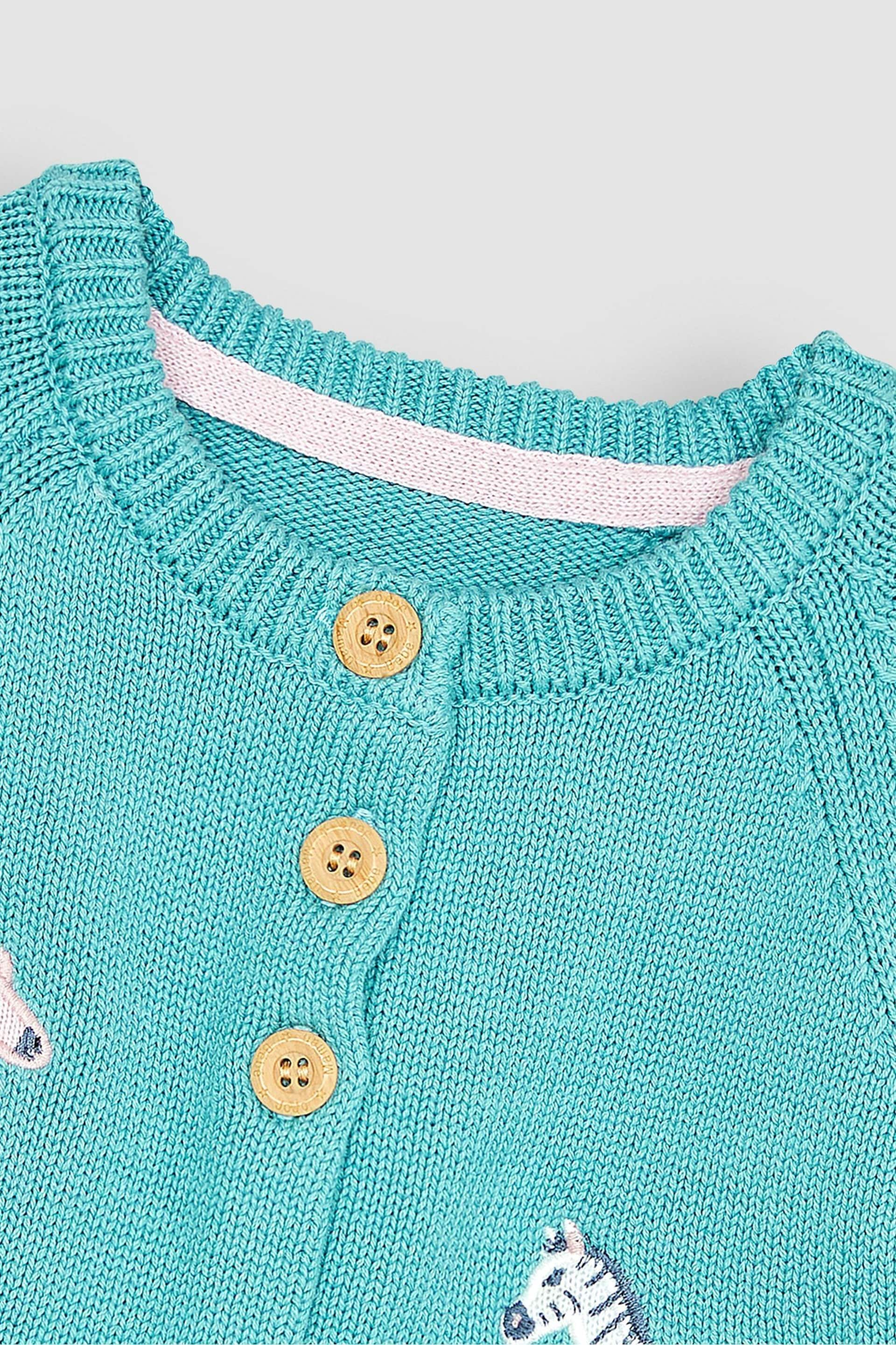 JoJo Maman Bébé Duck Egg Blue Safari Animals Appliqué Cardigan - Image 2 of 3