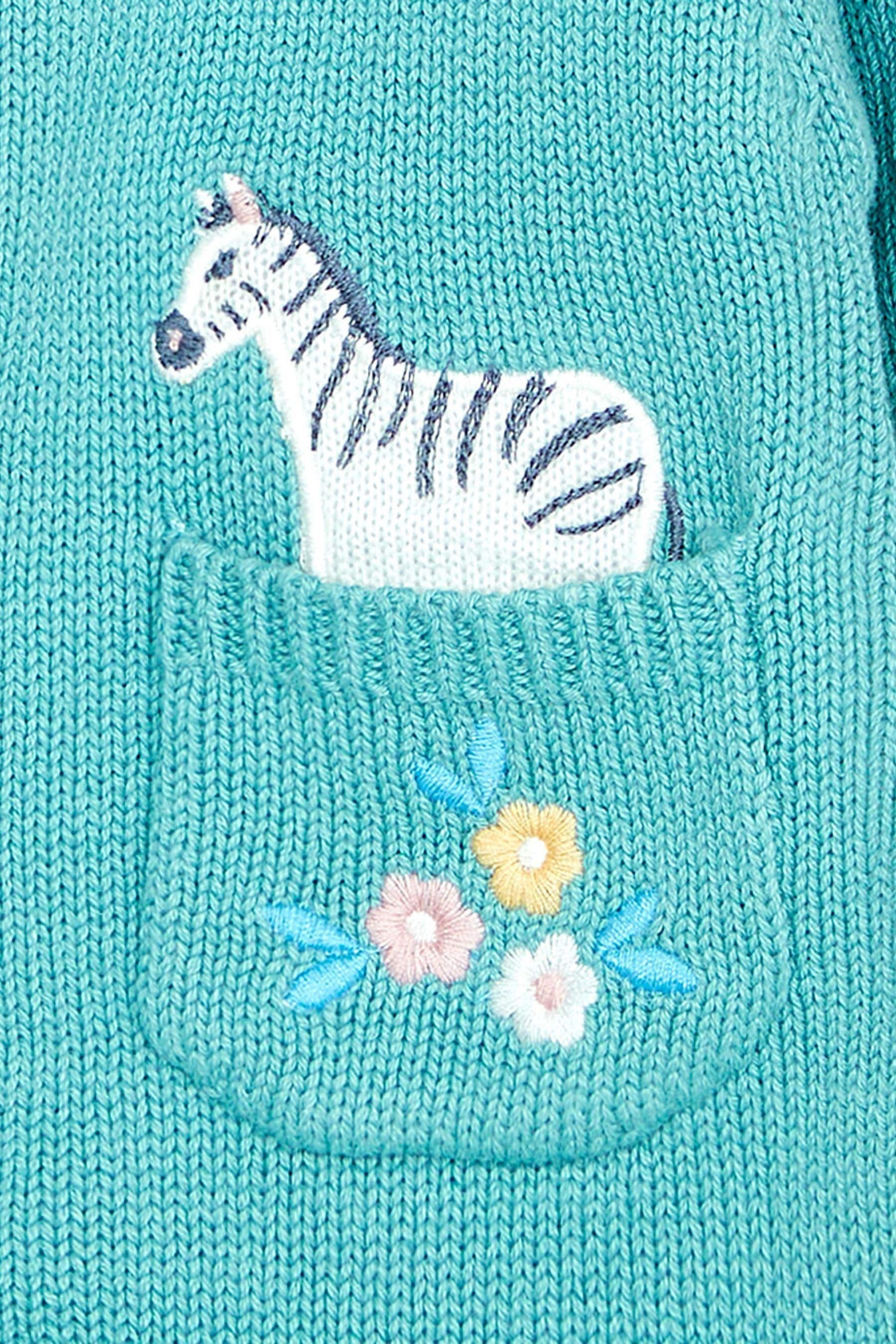 Buy JoJo Maman Bebe Duck Egg Blue Safari Animals Applique Cardigan from Next Luxembourg