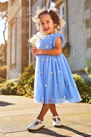 JoJo Maman Bébé Cornflower Daisy & Bee Embroidered Tulle Party Dress - Image 1 of 7