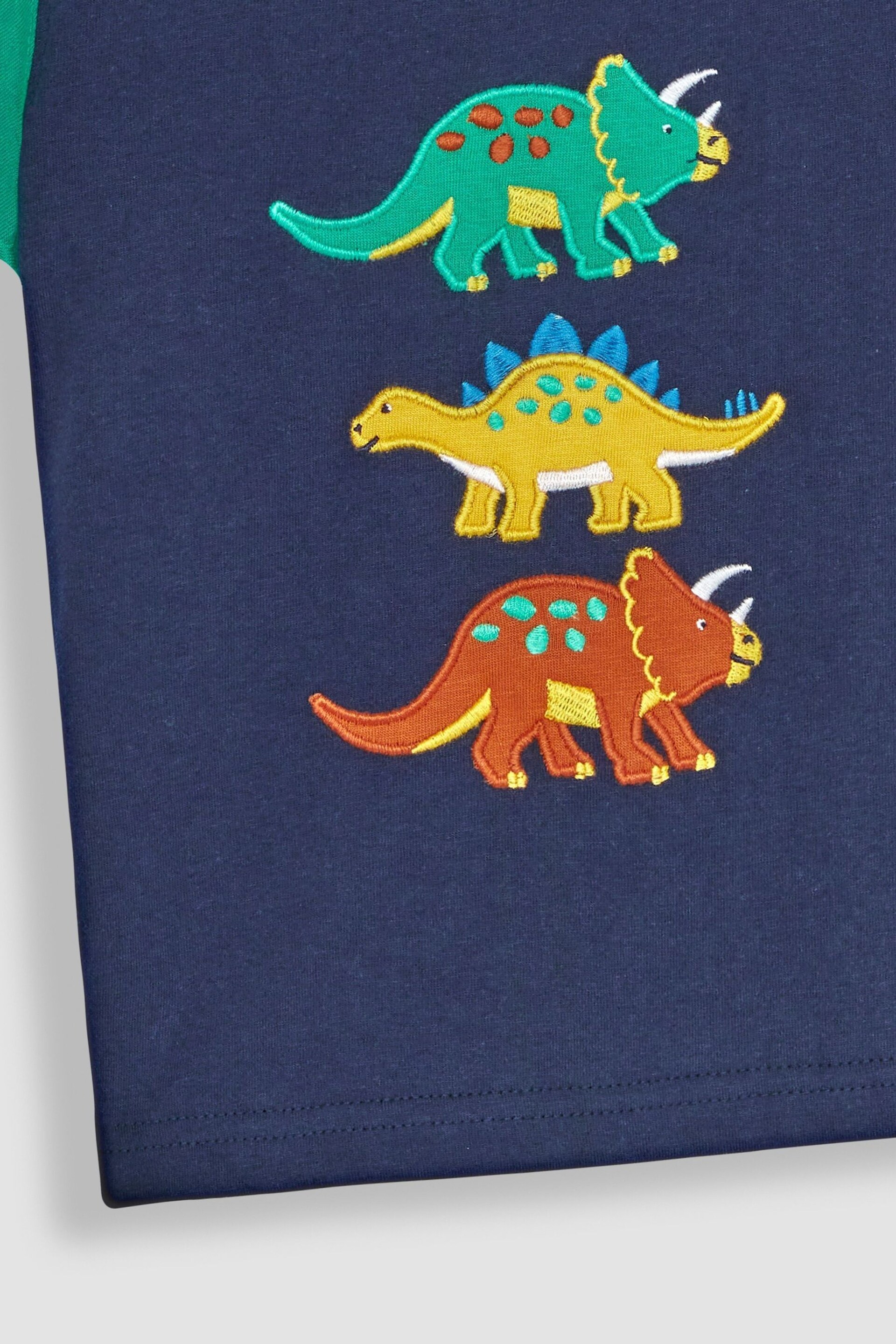 JoJo Maman Bébé Navy Blue Dino Appliqué Motif T-Shirt - Image 3 of 3