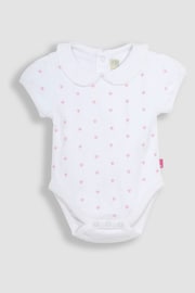 JoJo Maman Bébé White Heart Embroidered Peter Pan Bodysuit - Image 1 of 3