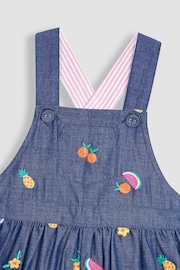 JoJo Maman Bébé Chambray Summer Fruits Embroidered Culotte Dungarees - Image 3 of 3