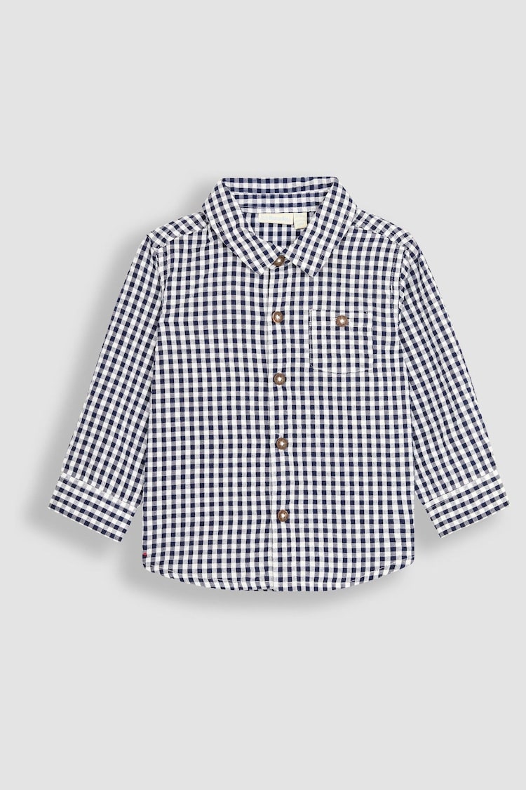 JoJo Maman Bébé Navy Gingham Long Sleeve Shirt - Image 1 of 3