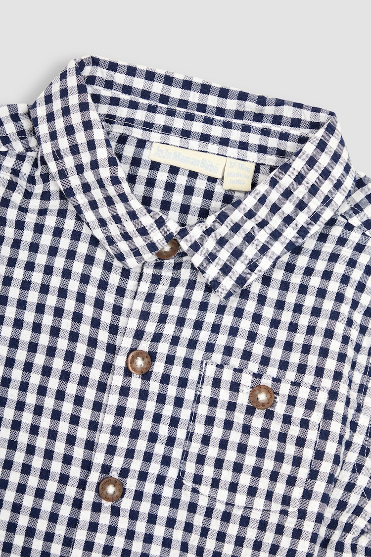 JoJo Maman Bébé Navy Gingham Long Sleeve Shirt - Image 2 of 3