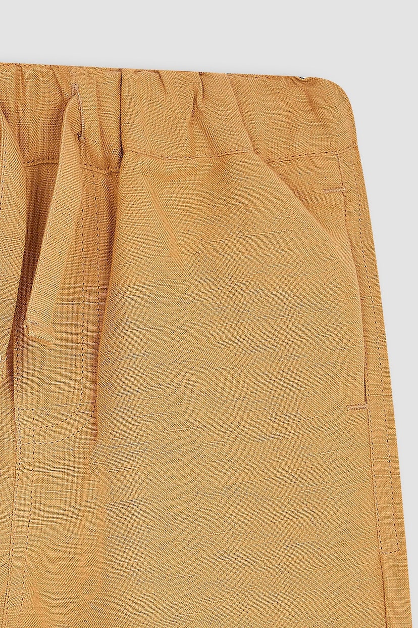 JoJo Maman Bébé Tan Cotton Linen Summer Trousers - Image 2 of 3