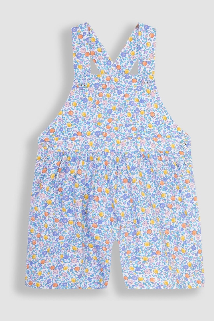 JoJo Maman Bébé Lilac Orange & Lemon Ditsy Floral Culotte Dungarees - Image 1 of 3