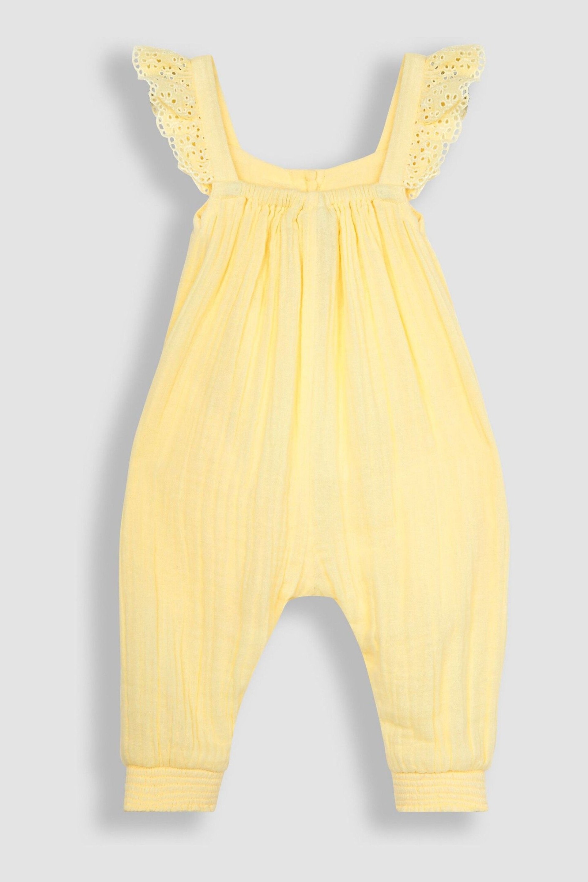 JoJo Maman Bébé Yellow 2-Piece Cheesecloth Jumpsuit & Hat Set - Image 3 of 5