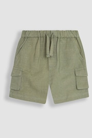 JoJo Maman Bébé Khaki Green Cotton Linen Summer Shorts - Image 1 of 3