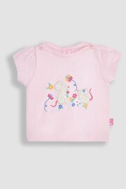 JoJo Maman Bébé Pink 3-Piece Mouse Crinkle Cotton Top & Trousers Set - Image 2 of 5