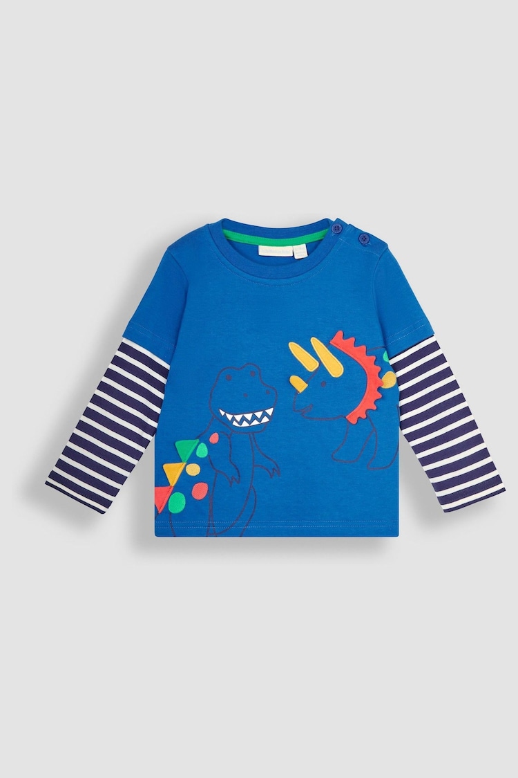 JoJo Maman Bébé Cobalt Blue Dino Appliqué Top - Image 1 of 3