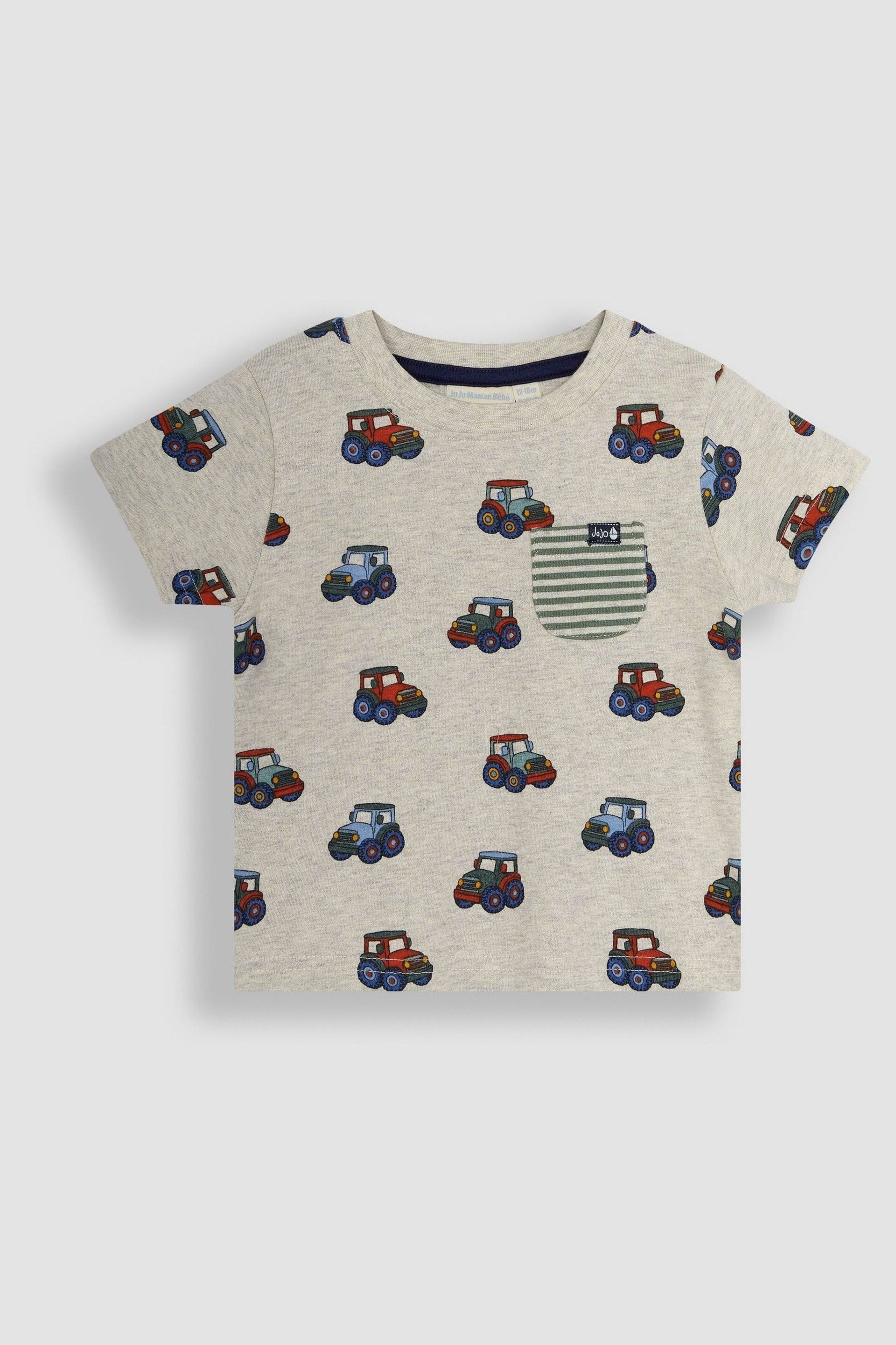 JoJo Maman Bébé Natural Tractor 2-Pack Pocket T-Shirts - Image 2 of 4