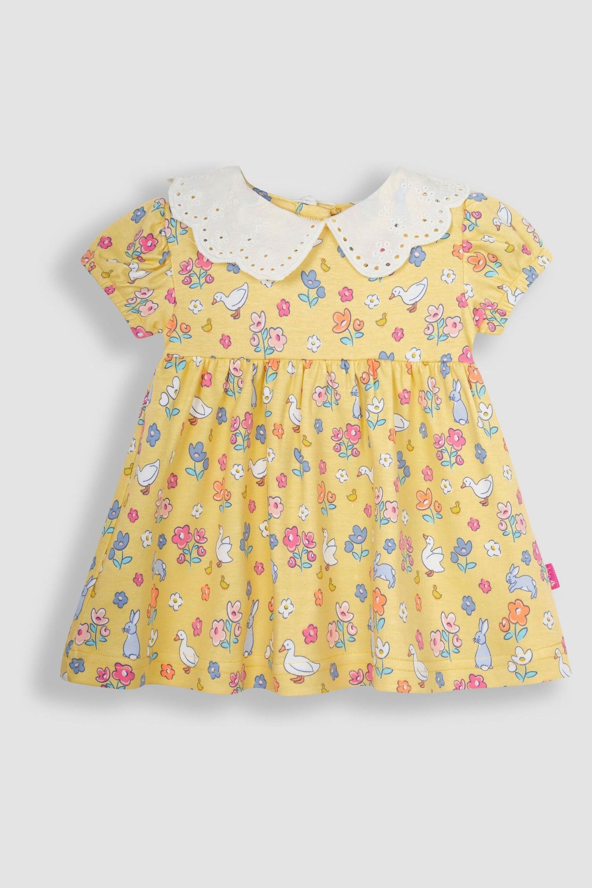 JoJo Maman Bébé Yellow Duck 2-Piece Floral Collar Tunic & Rib Leggings Set - Image 4 of 6