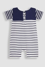 JoJo Maman Bébé White Navy Stripe Classic Breton Stripe Sailor Romper - Image 2 of 3