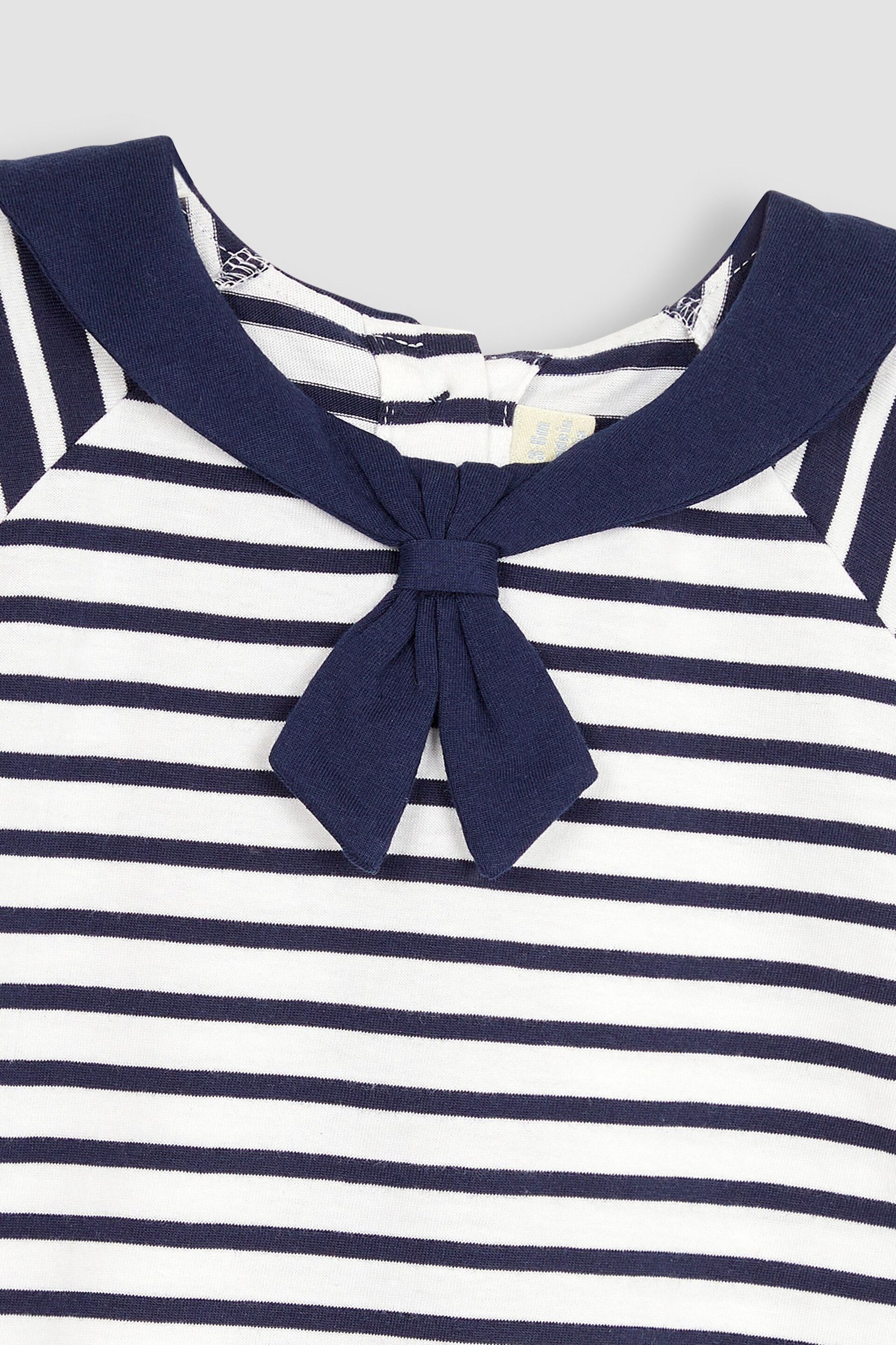 JoJo Maman Bébé White Navy Stripe Classic Breton Stripe Sailor Romper - Image 3 of 3