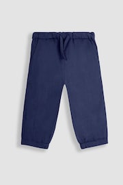 JoJo Maman Bébé Navy Cotton Linen Summer Trousers - Image 1 of 4