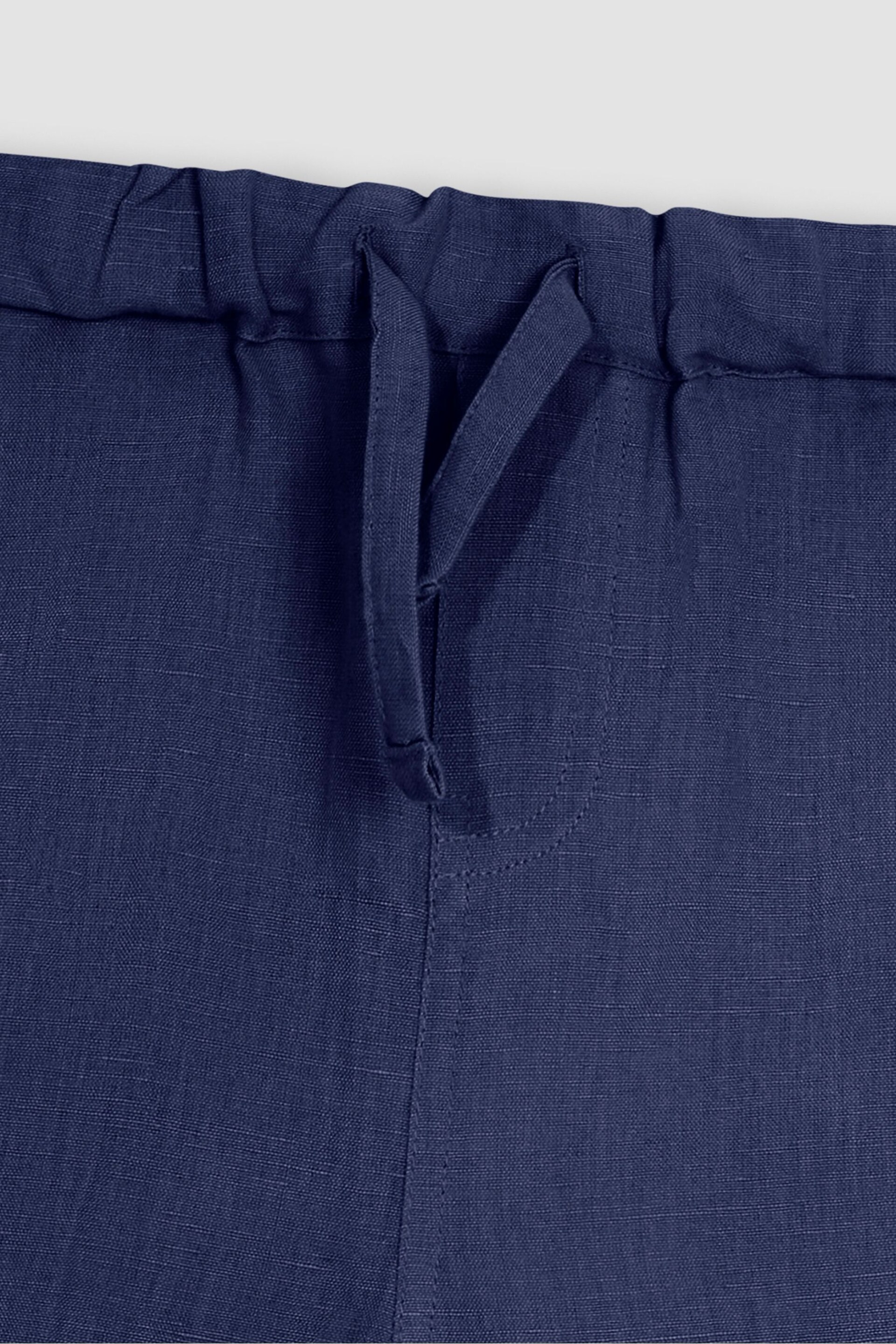 JoJo Maman Bébé Navy Cotton Linen Summer Trousers - Image 3 of 4
