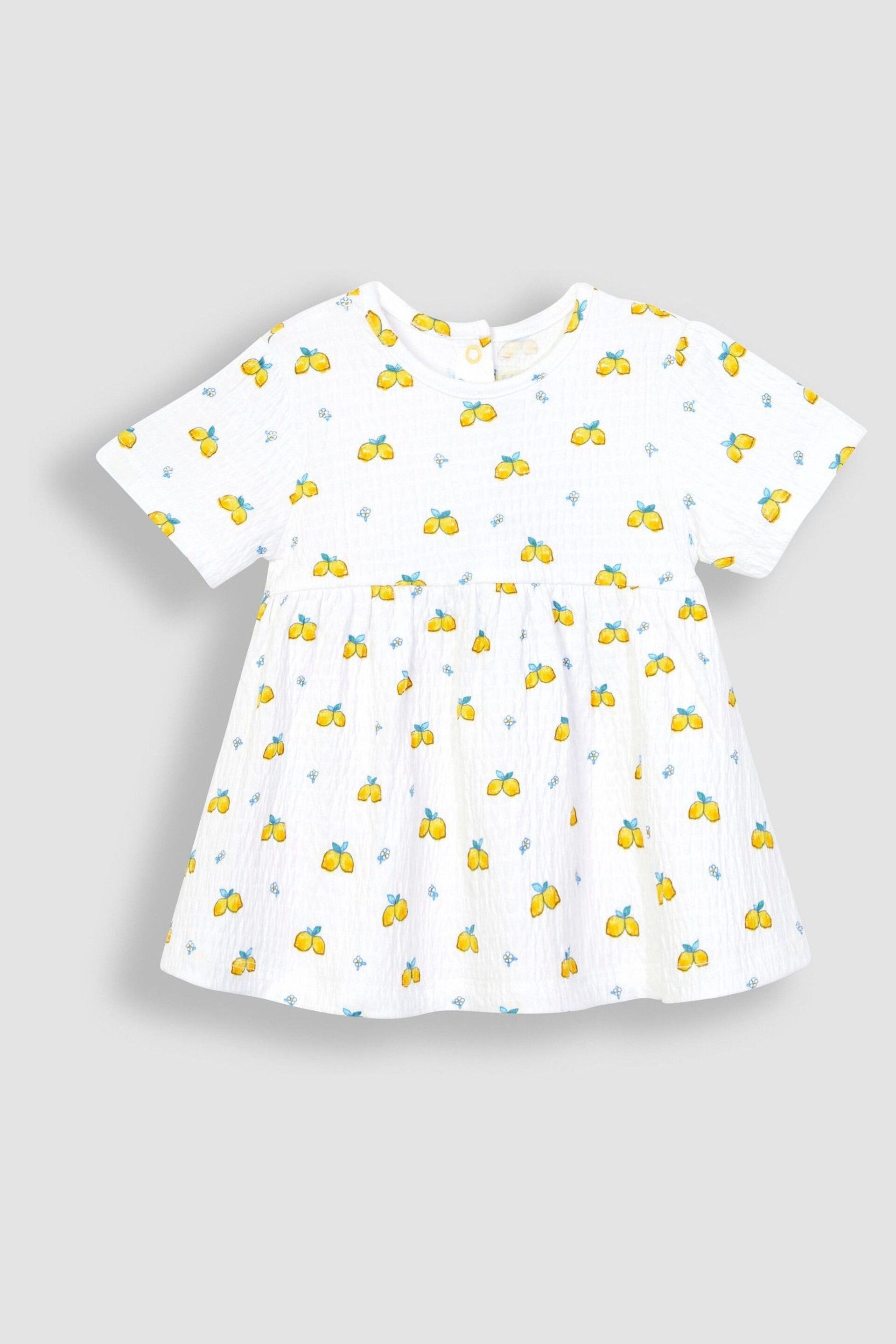 JoJo Maman Bébé White 2-Piece Crinkle Cotton Lemon Top & Shorts Set - Image 2 of 4