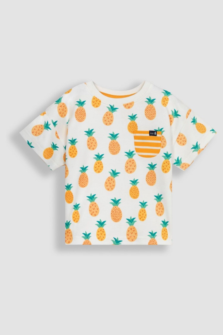 JoJo Maman Bébé Ecru Pineapple 2-Pack Pocket T-Shirts - Image 2 of 3