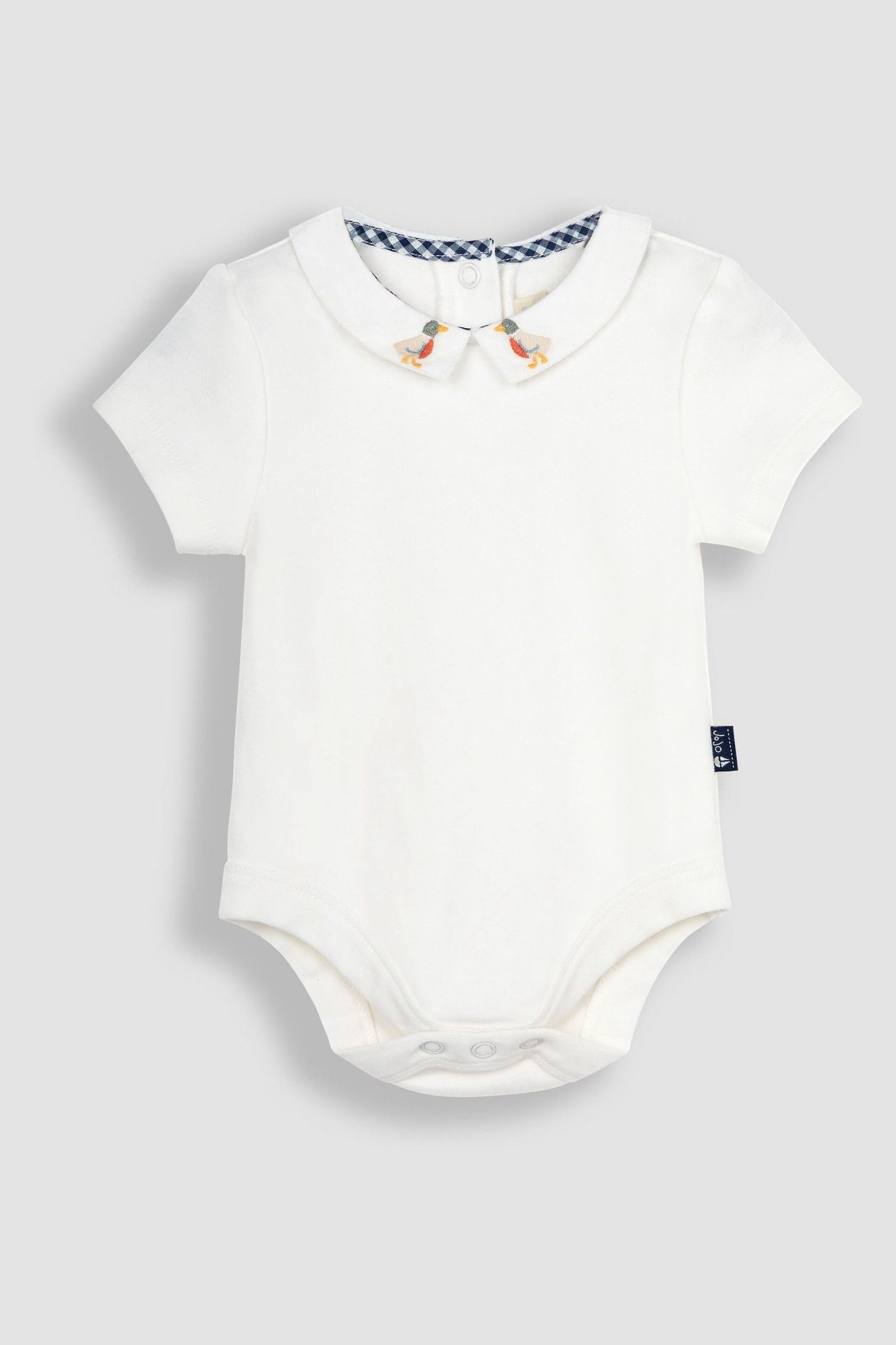 JoJo Maman Bébé Ecru Duck Embroidered Collar Bodysuit - Image 1 of 3