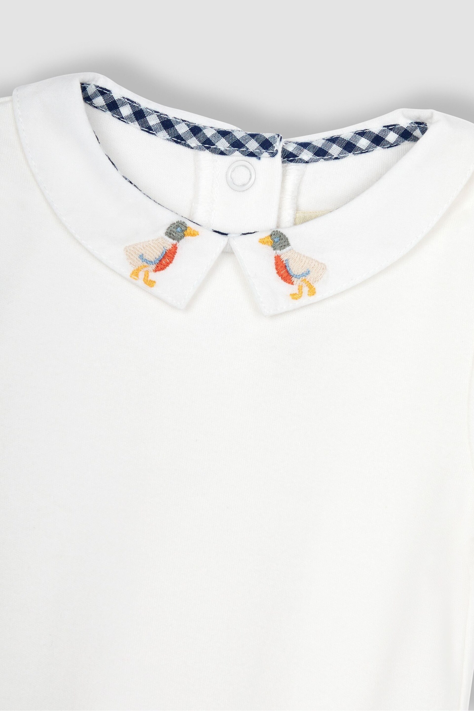 JoJo Maman Bébé Ecru Duck Embroidered Collar Bodysuit - Image 2 of 3