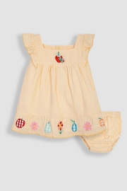 JoJo Maman Bébé Yellow 2-Piece The Very Hungry Caterpillar Appliqué Pretty Summer Dress & Hat Set - Image 1 of 4