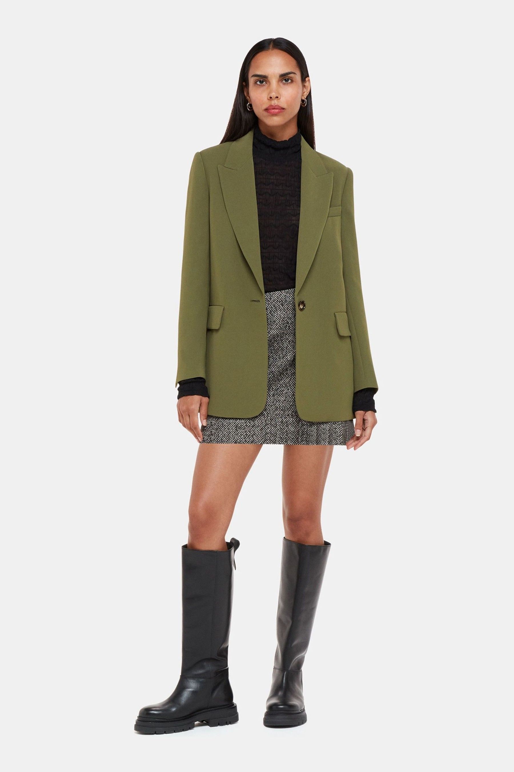 Buy Whistles Green Crepe Boyfriend Blazer from Next Luxembourg