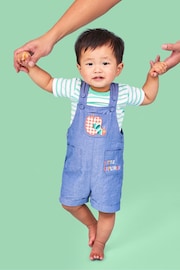 JoJo Maman Bébé Chambray 2-Piece The Very Hungry Caterpillar Dungarees Set - Image 1 of 5