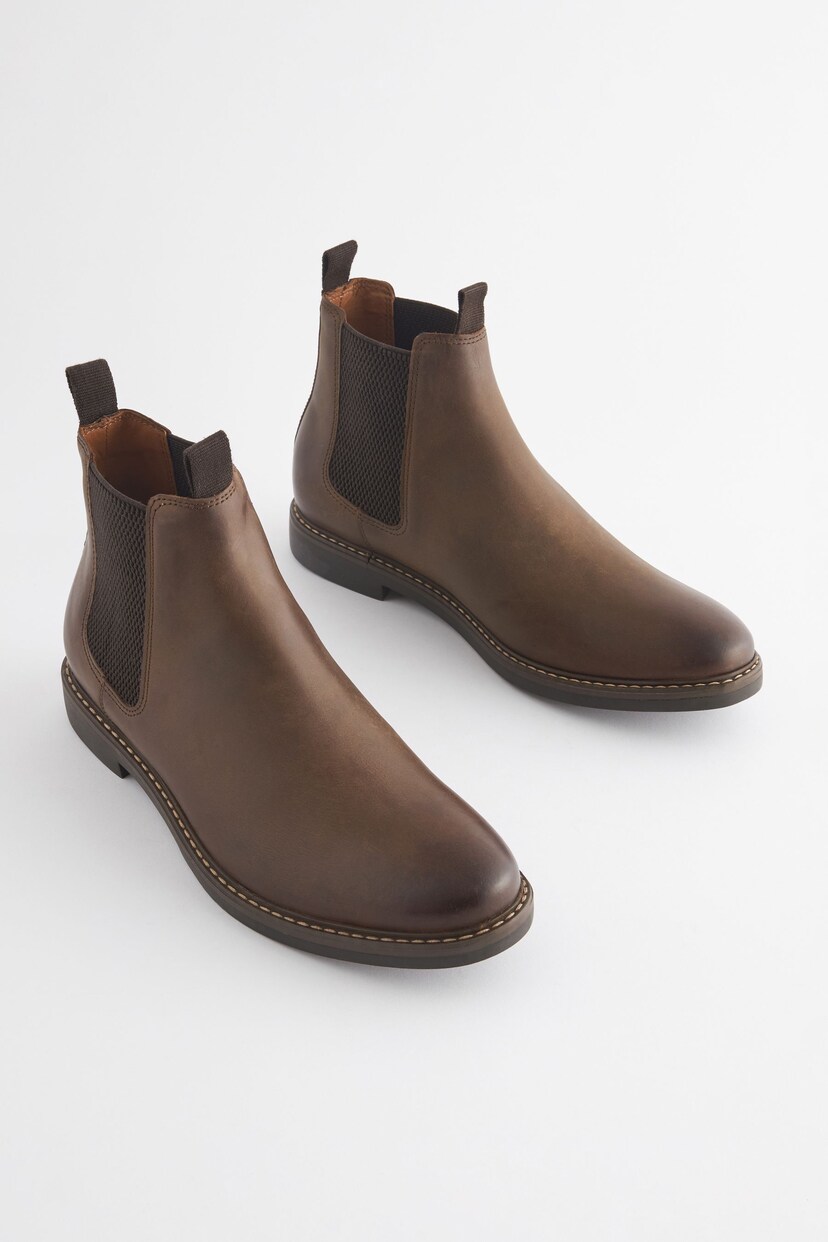 Joules Brown Leather Chelsea Boots - Image 1 of 6