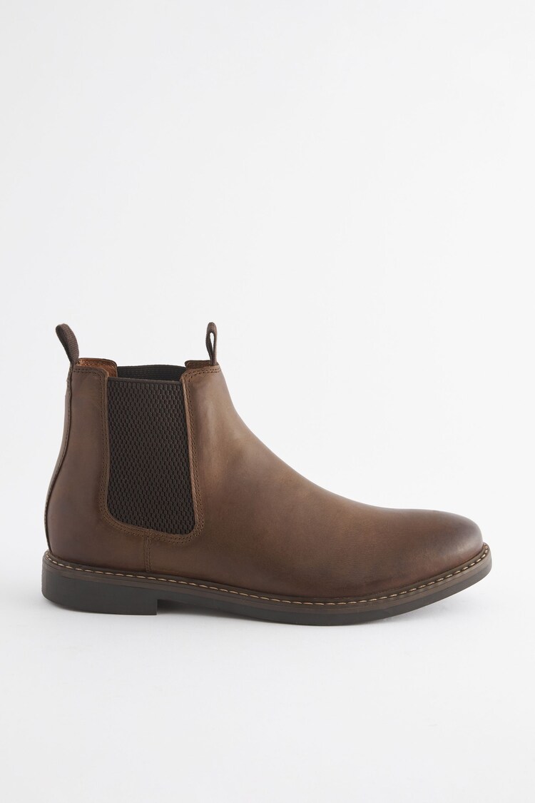 Joules Brown Leather Chelsea Boots - Image 2 of 6