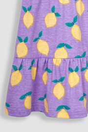 JoJo Maman Bébé Lilac Purple Lemon Ruffle Sleeve Tiered Jersey Dress - Image 3 of 3