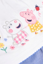 JoJo Maman Bébé White 2-Piece Peppa Pig Embroidered Top & Shorts Set - Image 8 of 9