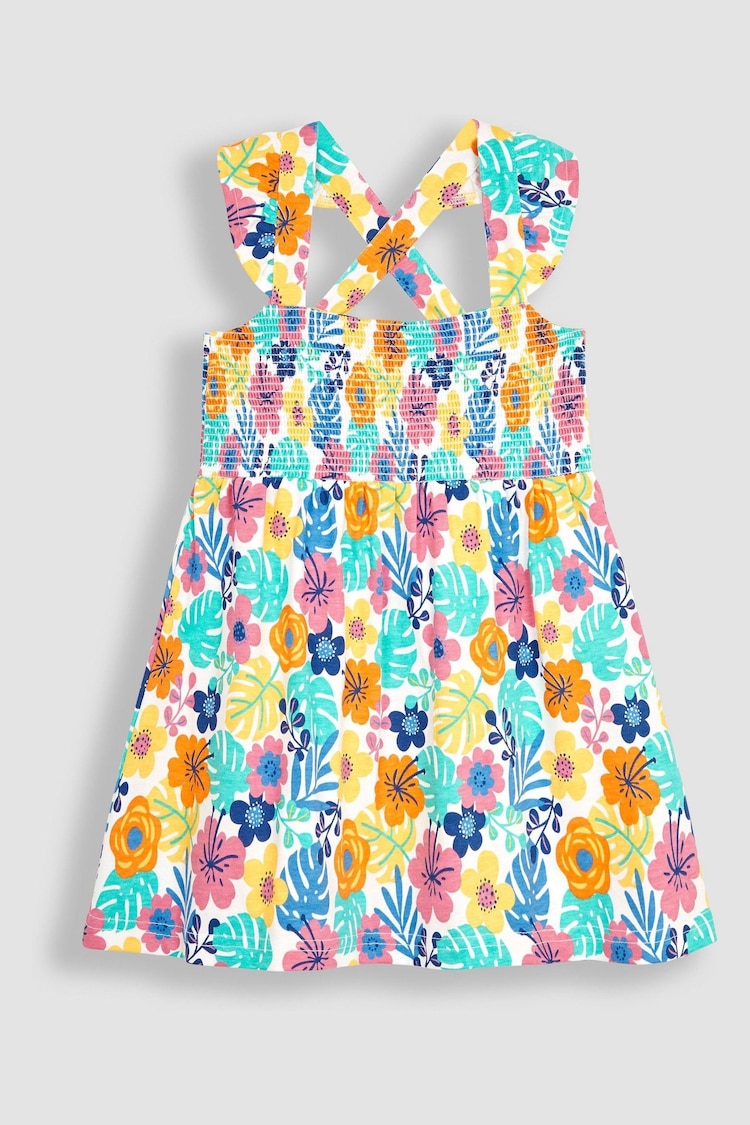 JoJo Maman Bébé Multi Floral Cross Back Smocked Jersey Dress - Image 1 of 3