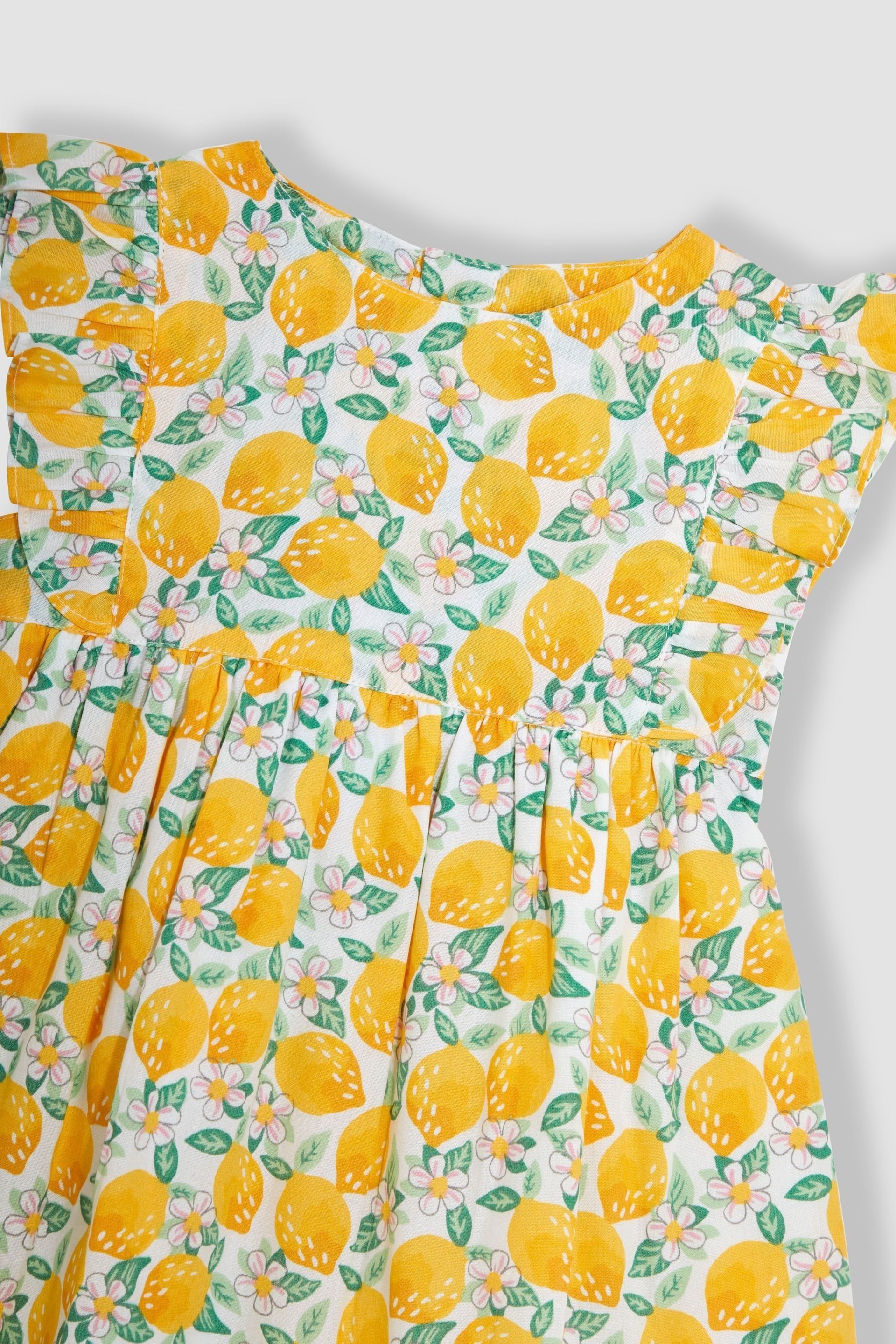 JoJo Maman Bébé White Lemon Bloom Pretty Summer Baby Dress - Image 4 of 4