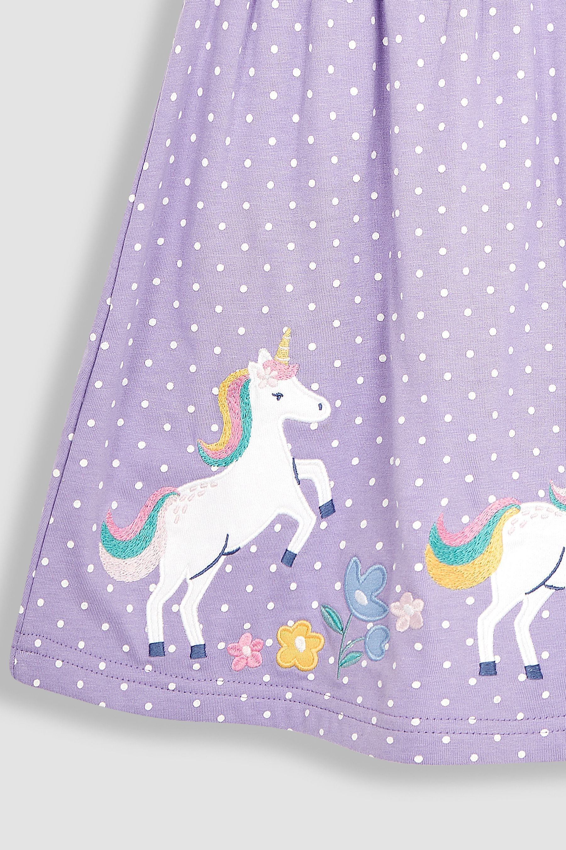 Buy JoJo Maman Bebe Lilac Purple Unicorn Applique Frill Shoulder Pretty Summer Jersey Dress from Next Luxembourg